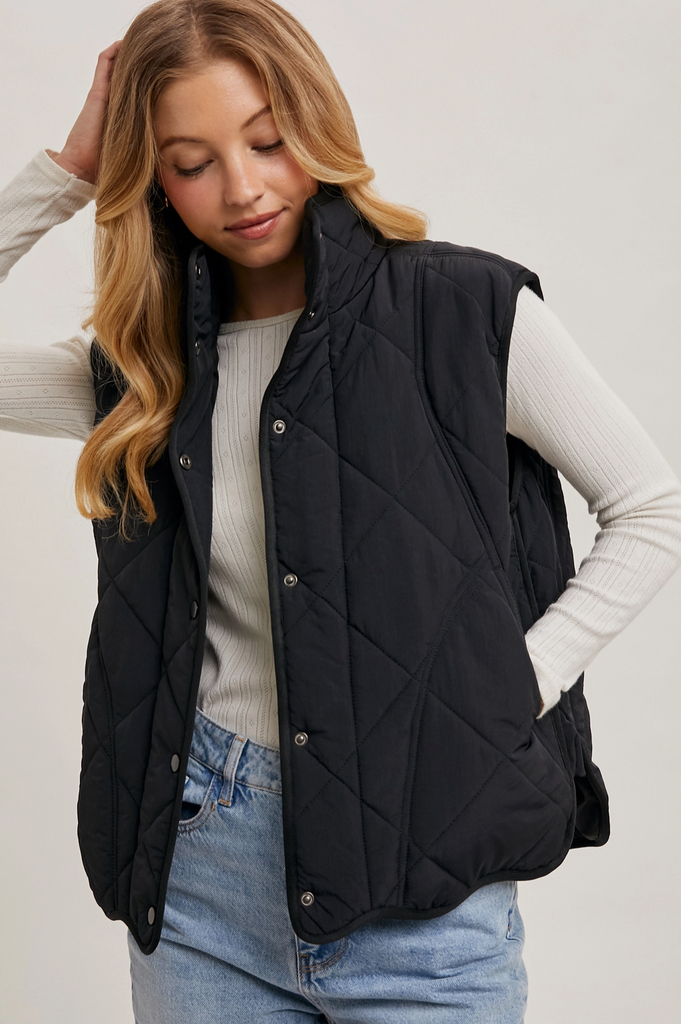 Button Down Quilted Puffer Vest