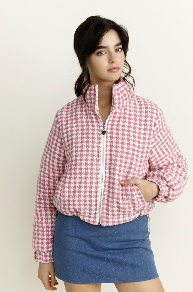 Gingham Puffer Jacket