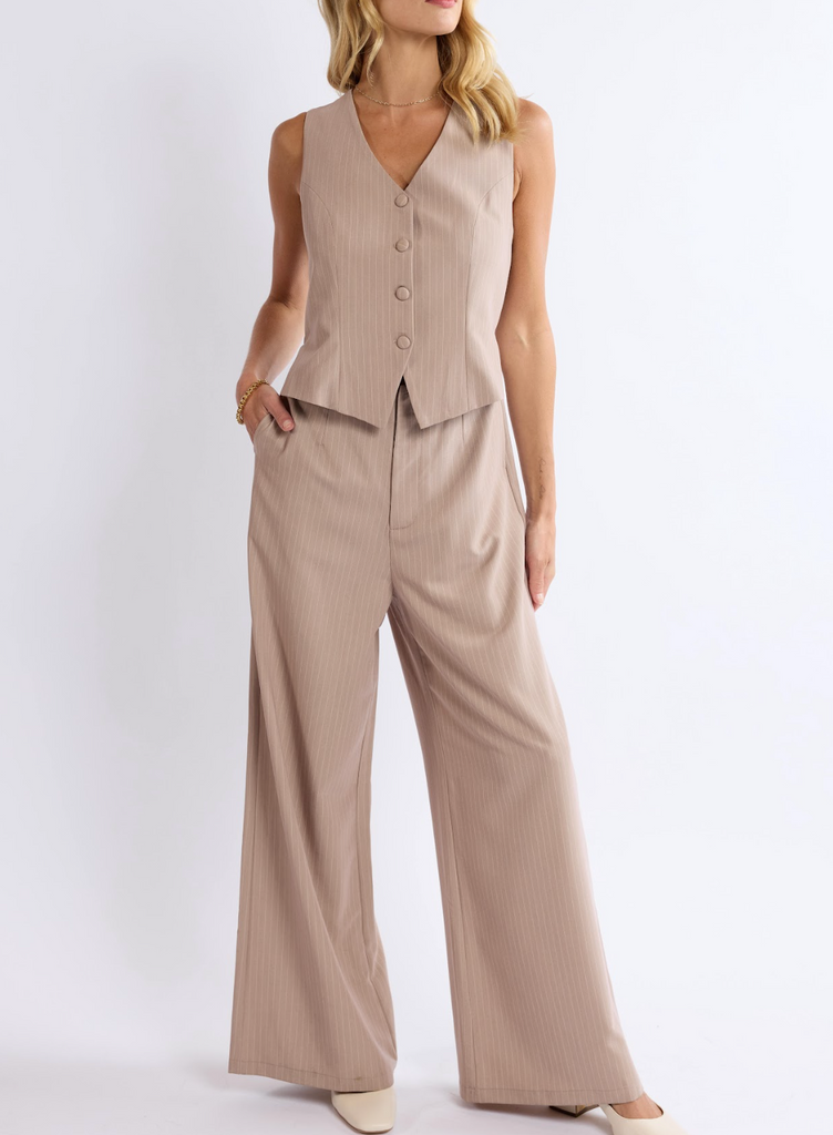 Coffee Shop Pinstripe Jumpsuit