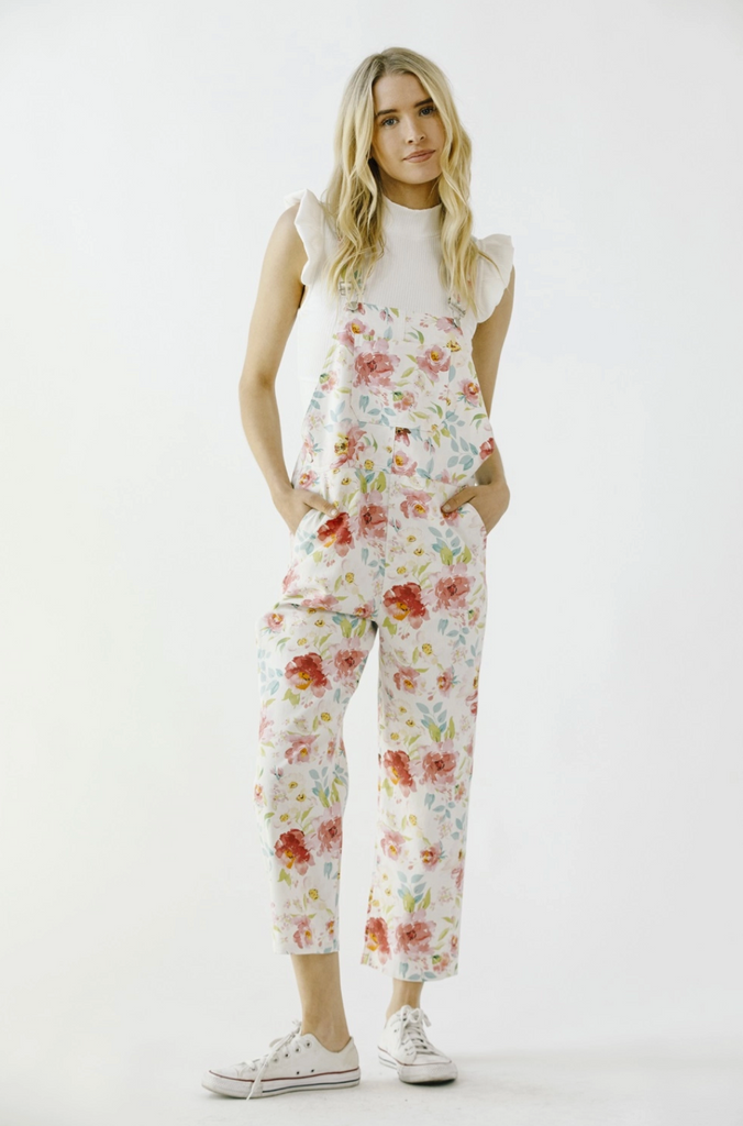 Floral Print Overalls