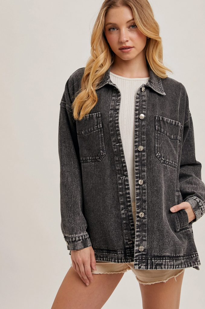 Button Down Shirt Denim Jacket