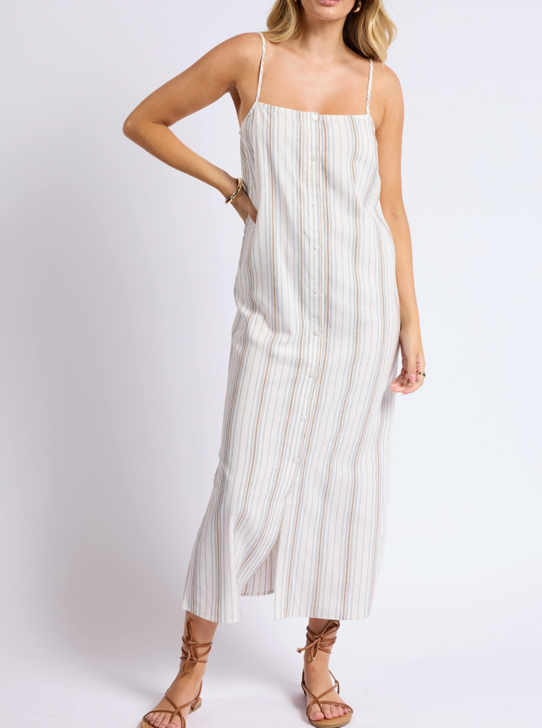 Nopales Striped Button Maxi Dress