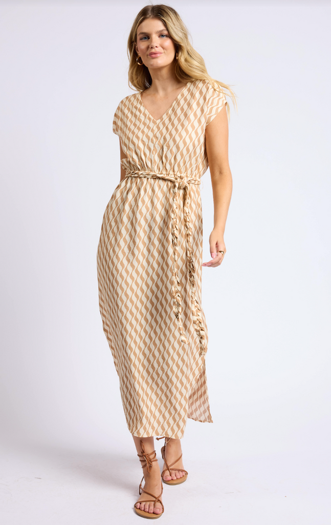 Prickly Pear Maxi Dress with Braided Belt