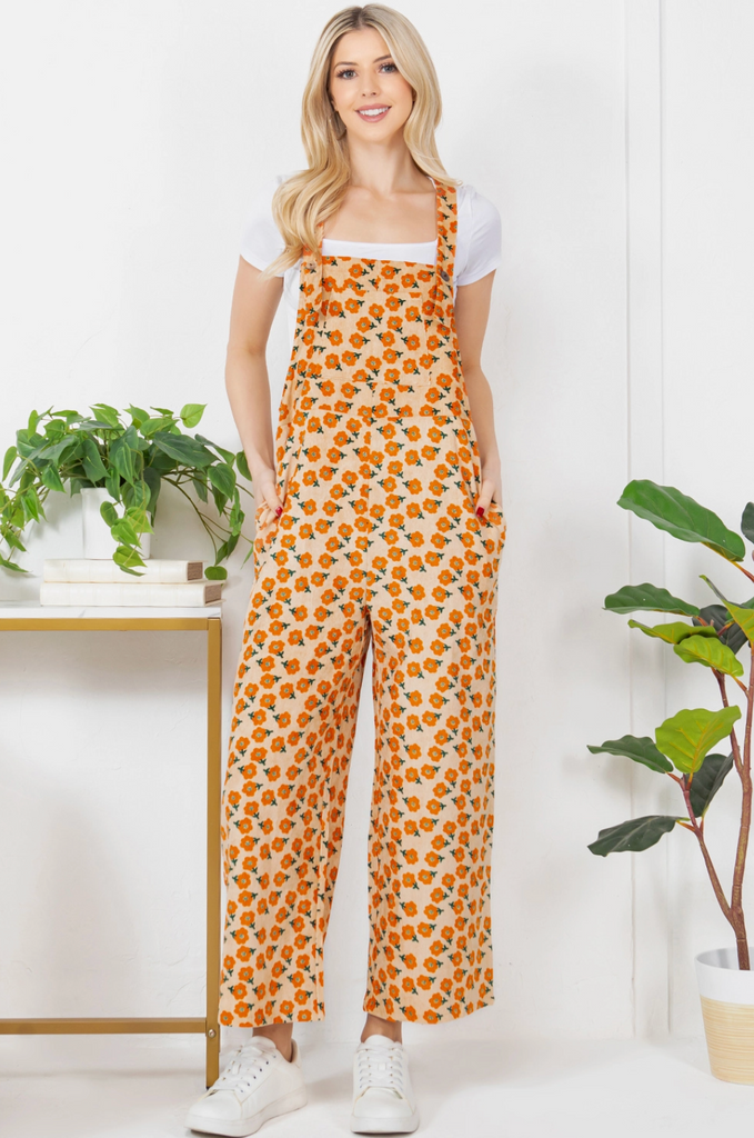 Flowers Corduroy Overalls