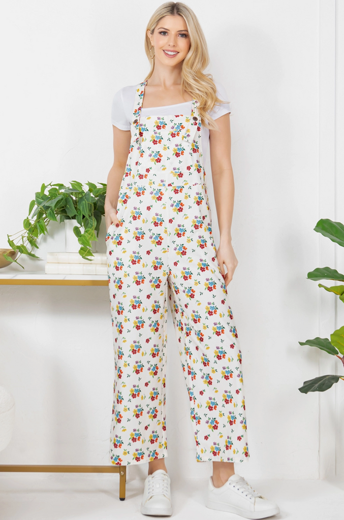 Flower Bouquet Corduroy Overalls