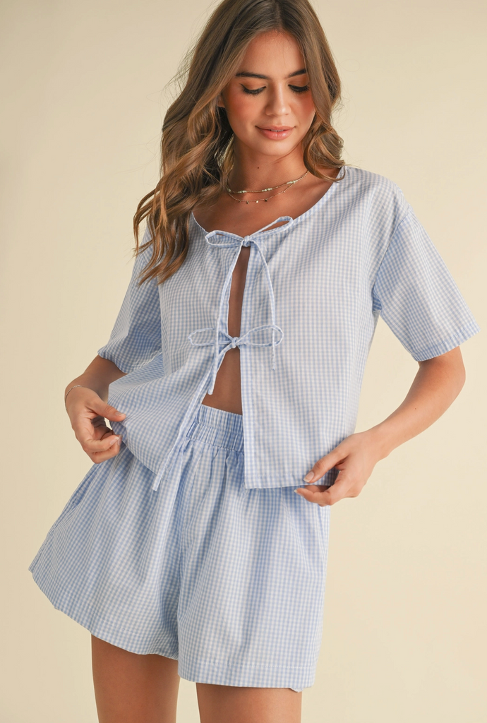 Gingham Front Tie Set