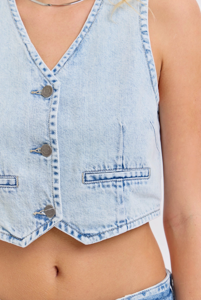 Cropped Denim Vest