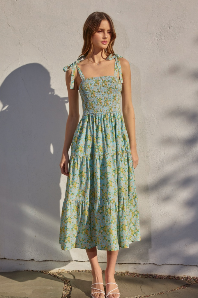 Pleasing Smocked Tiered Midi Dress