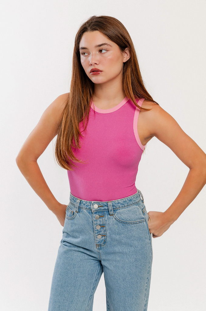 Ribbed Color Block Bodysuit
