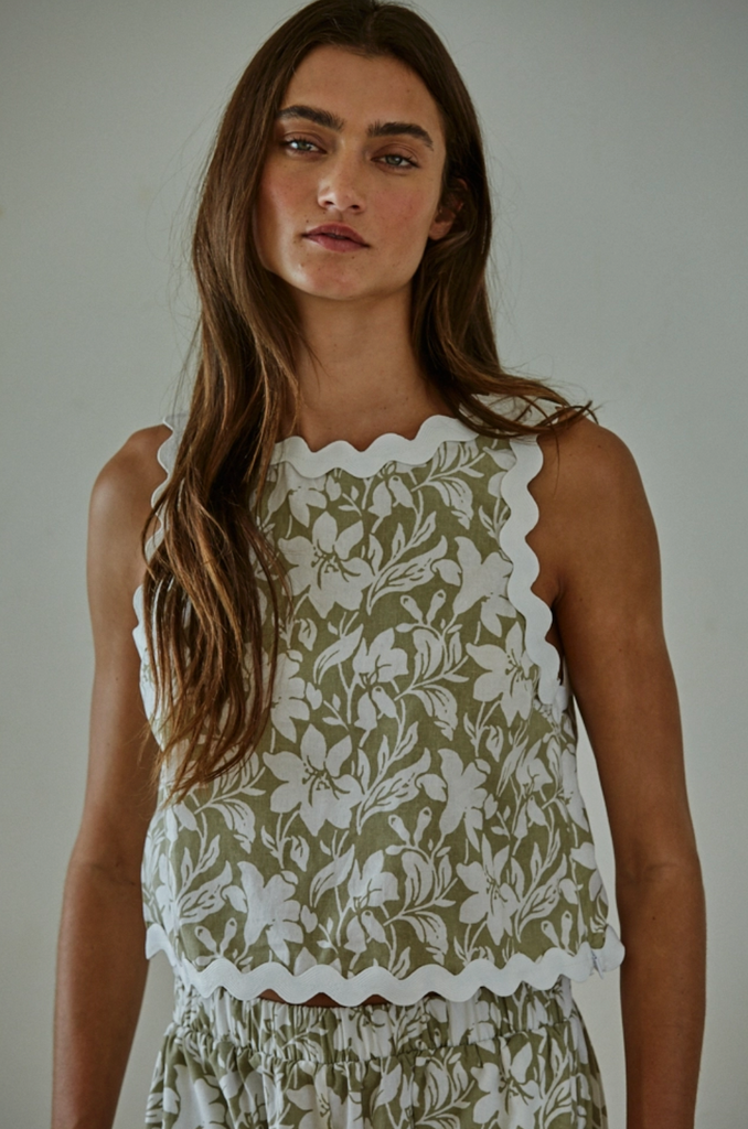Lace Trim Floral Top