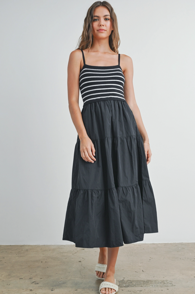 Striped Knit Top Tiered Maxi Dress at Sophie May Boutique, perfect for summer outings in Gilbert AZ.