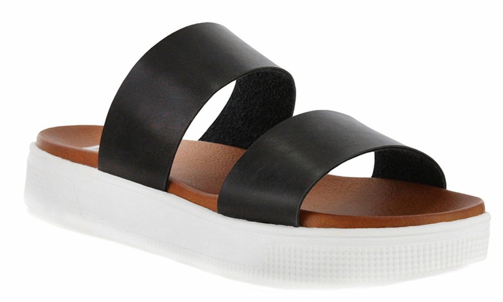 MIA Saige vegan leather sandals with wide straps and cushioned insole from Sophie May Boutique.