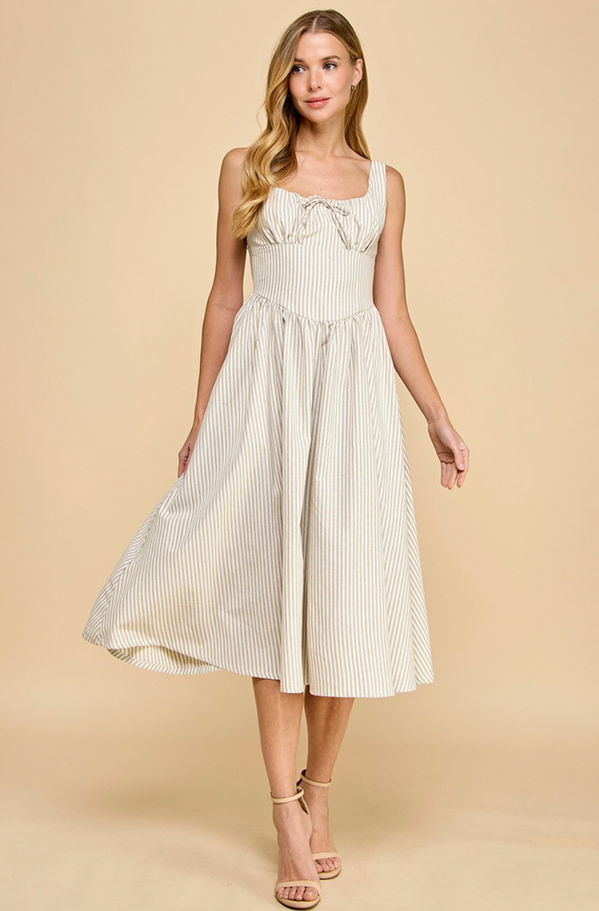 Striped Corset Midi Dress