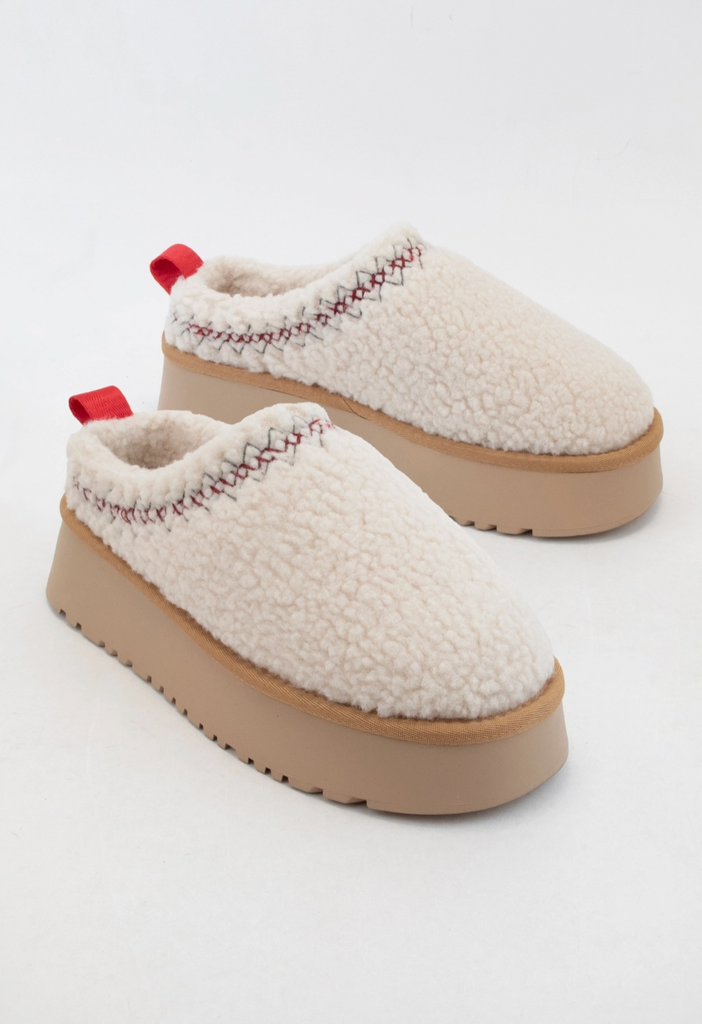 Fur Sherpa Style Platform Slippers