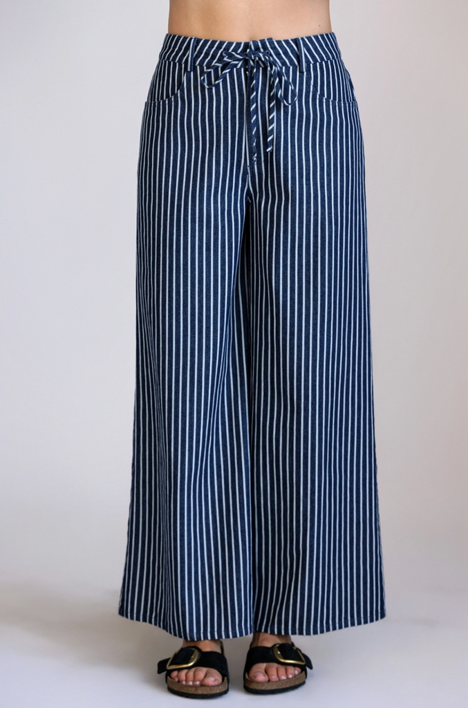 Vertical Stripe Wide Leg Pants