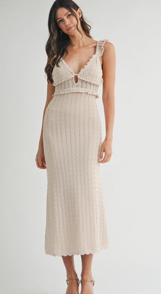 Crochet Cutout Midi Dress