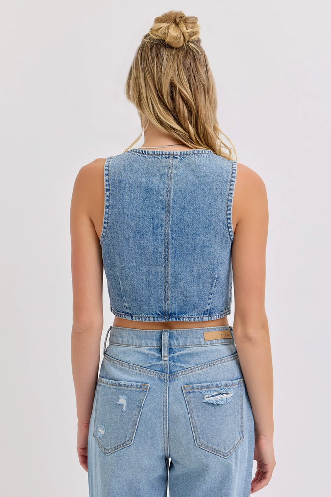 Cropped Denim Vest – Sophie May Boutique