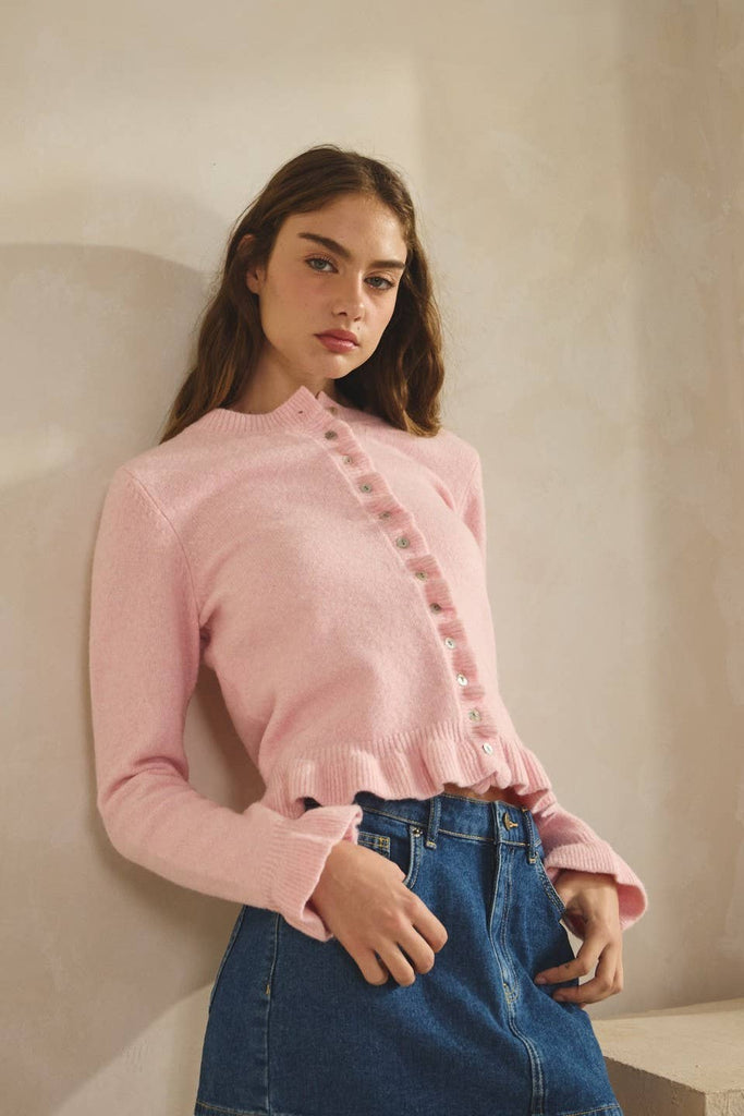 Ruffle Wave Knit Cardigan