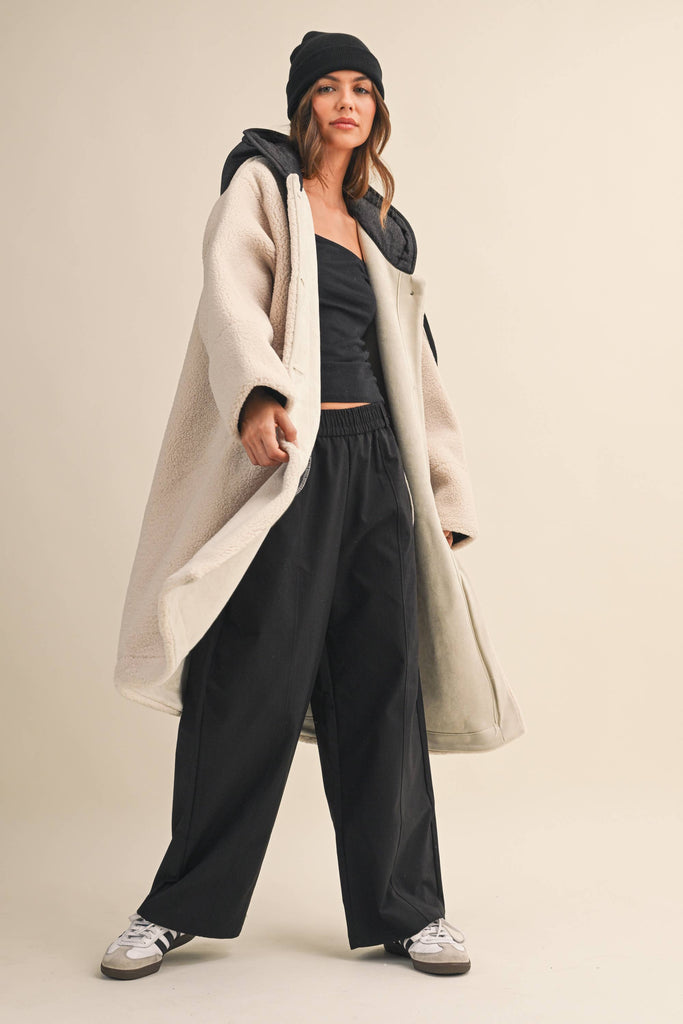 Oversized Contrast Sherpa Coat