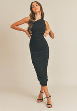 Load image into Gallery viewer, One Shoulder Ruched Midi Dress
