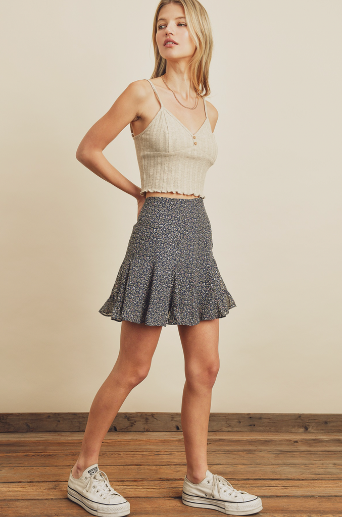 Floral mini flare skirt online